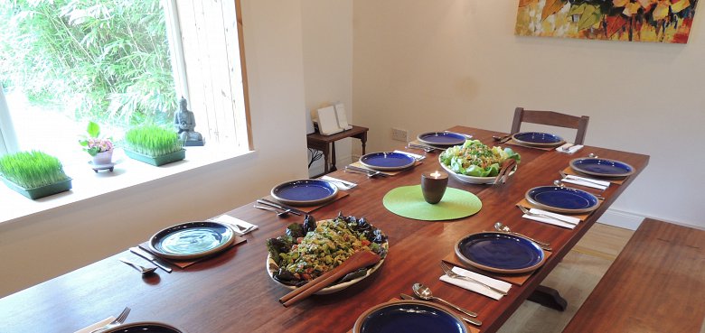 Food on the table, a healthy meal at Cloona Health Retreat